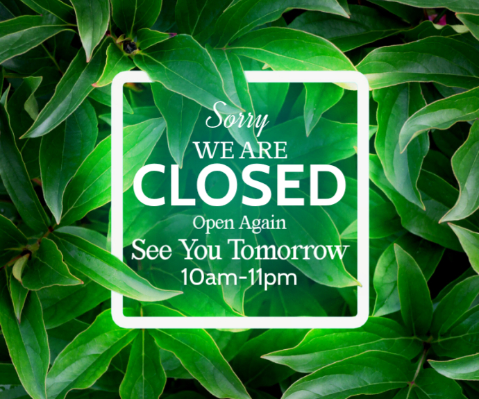 Green Floral Closed Sign Medium Rectangle Template | PosterMyWall
