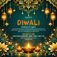 Verde Diwali Celebration โพสต์บน Instagram Template