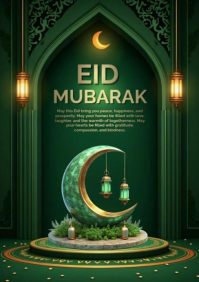 Grøn Eid Mubarak A4 Template