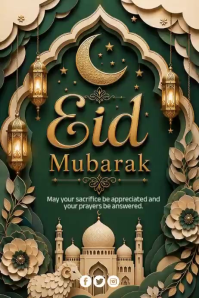 Verde Eid Mubarak Celebration Plakat Template