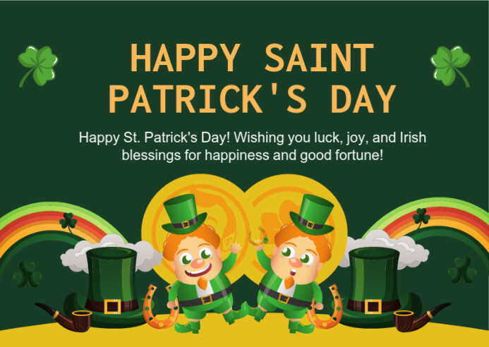 Green Floral Happy St Patrick's Day Celebration Wishes Postcard ...