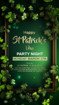 Green Floral Happy St Patrick's Day  Instagram Story template
