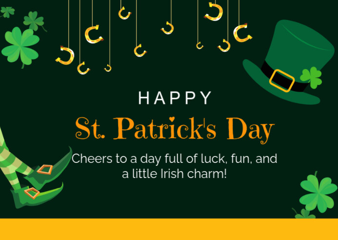 Green Floral Happy St Patrick's Day Celebration Wishes  Postcard template