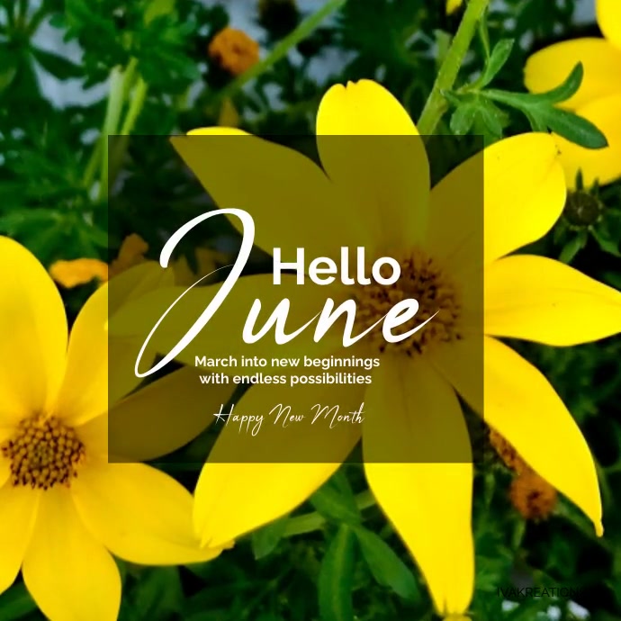 Green Floral Hello June Instagram Post Template | PosterMyWall