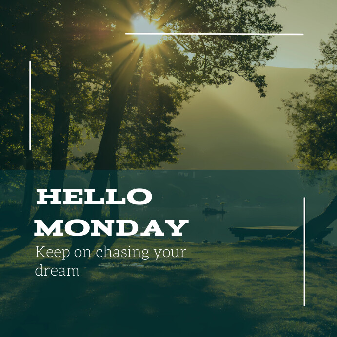 Green Floral Hello Monday Instagram Post Template | PosterMyWall