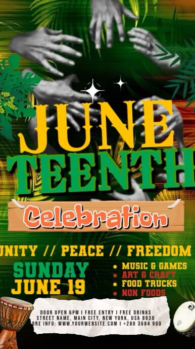 Green Floral Juneteenth  Instagram Reel template