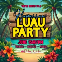 Green Floral Luau Party Instagram Post template