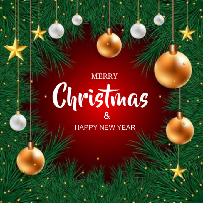 Green Floral Merry Christmas And Happy New Year Instagram Post Template ...