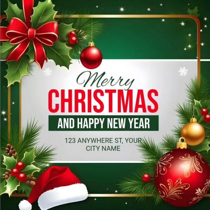 Copy of Green Floral Merry Christmas And Happy New Year Instagram Post ...