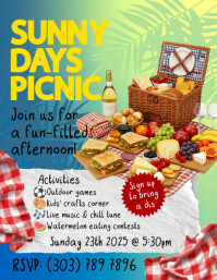 Green Floral Picnic Flyer (us Letter) template
