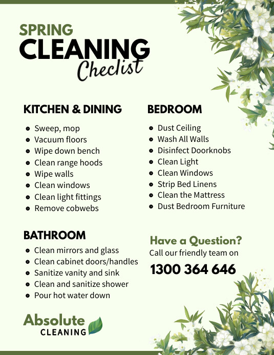 Spring Clean Flyer Green Floral Spring Cleaning Checklist Flyer Templat | PosterMyWall
