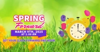 Green Floral Spring Forward Gambar Bersama Facebook template
