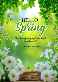 Green Floral Spring Greeting A6 template