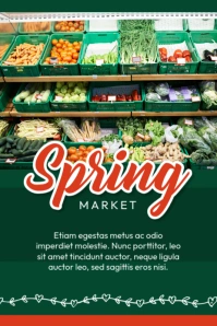 Green Floral Spring Market  Pinterest Graphic template