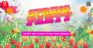 Green Floral Spring Party Gambar Bersama Facebook template