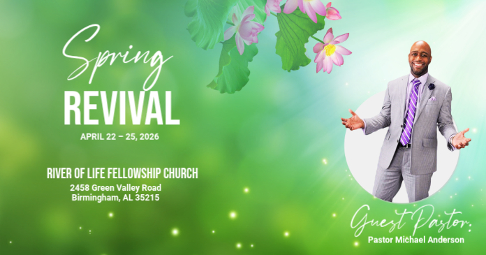 Green Floral Spring Revival Event Facebook Shared Image Template ...