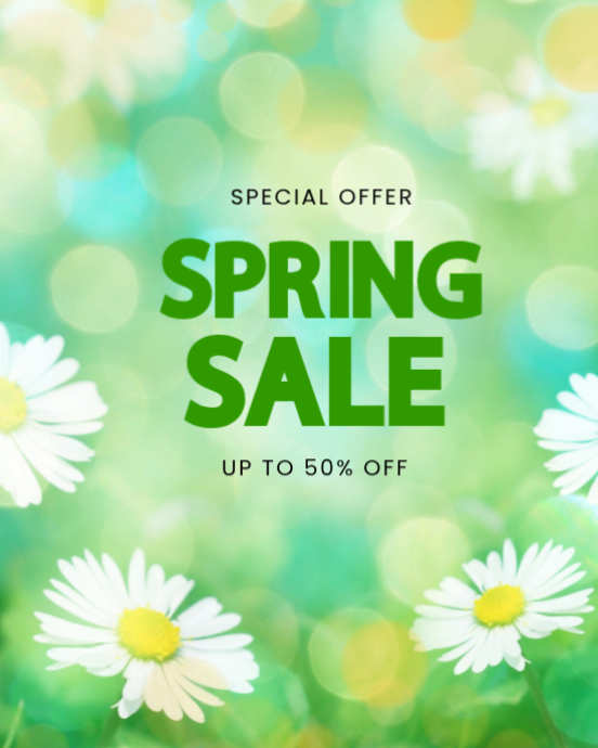 Green Floral Spring Sale Instagram Portrait Template | PosterMyWall