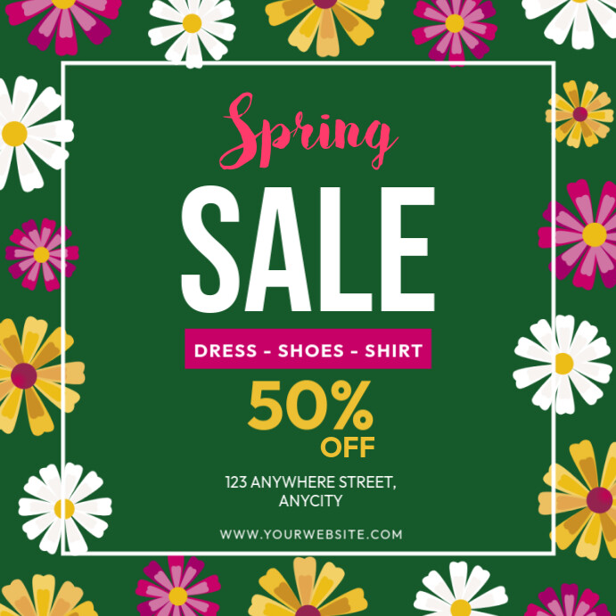 Green Floral Spring Sale Pos Instagram Template | PosterMyWall
