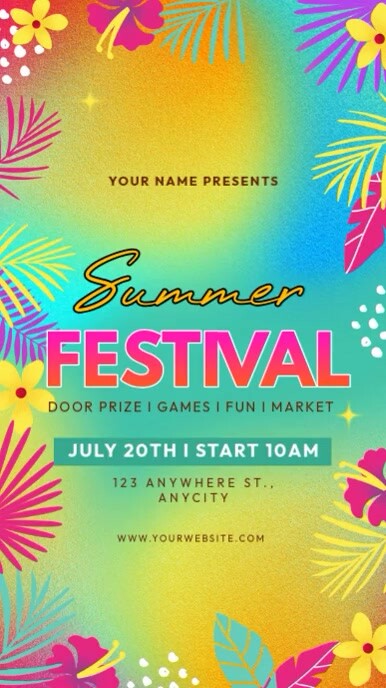 Green Floral Summer Festival Reel Instagram template