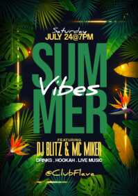 Green Floral Summer Vibes A5 template