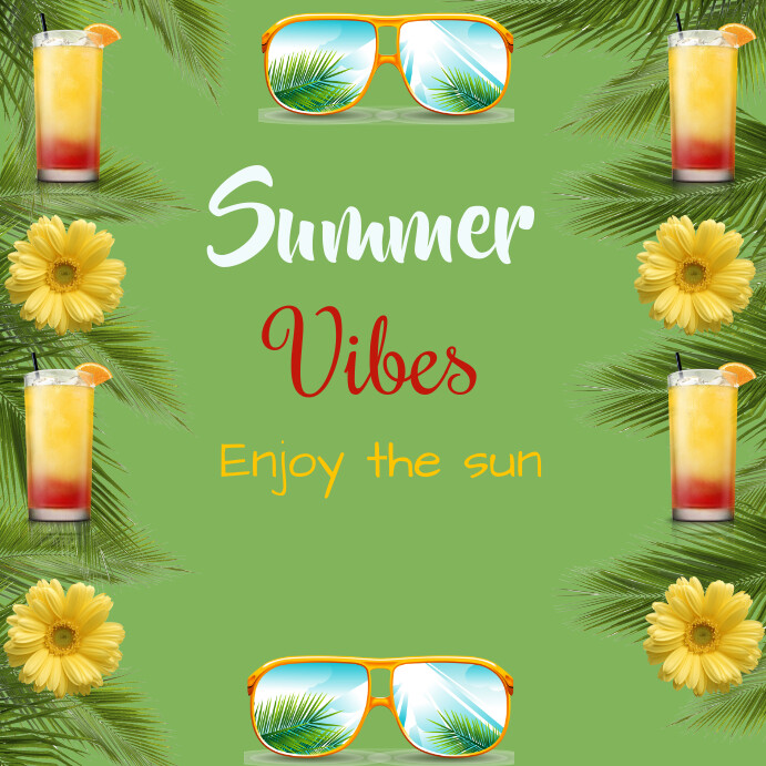 Green Floral Summer Vibes Instagram Post Template | PosterMyWall