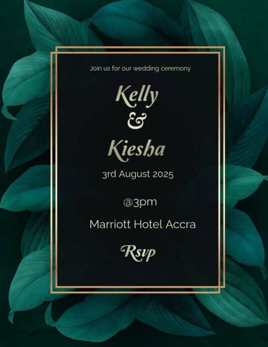Green Floral Wedding Invitiation Template | PosterMyWall