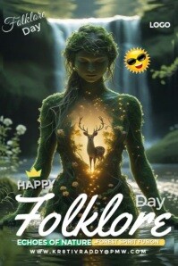 Green  Folklore Day  Poster template
