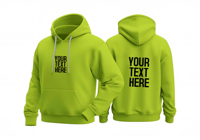 Green front and back hoodie mock-up A5 template