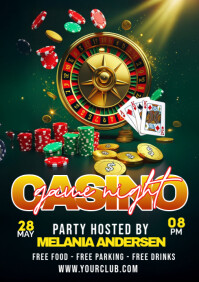Green Futuristic  Casino Night Flyer  A4 template