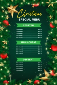 Green Futuristic Christmas Menu Template Pinterest Graphic