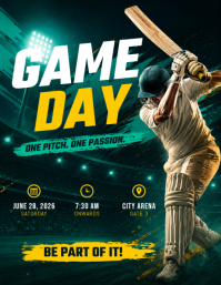 Green Futuristic Cricket Match Sports Flyer Volante (Carta US) template