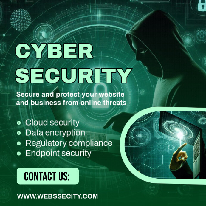 Green Futuristic Cyber Security Service Template For Instagram Post