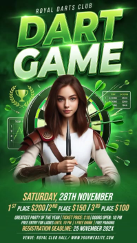 Зеленый Darts Tournament Instagram Story Template