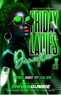 Green Futuristic Friday Ladies Dancefloor Party  Tabloid Boulevardzeitung template