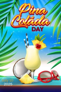 Green Futuristic National Pina Colada Day Pinterest Graphic template