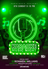 Green Futuristic Professional Karaoke Music Night Party Poster Design For Your Event A1 template