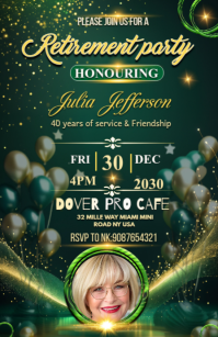 Green Futuristic Retirement Party Celebration Poster  Tabloid template