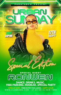 Green Futuristic Urban Sunday Special Night Party Tabloid template