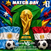 Green Geometric Fifa Soccer Match Day Argentina VS Egypt Square Video Isikwele (1:1) template
