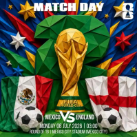 Green Geometric Fifa Soccer Match Day Mexico VS England Square Video Kwadrat (1:1) template