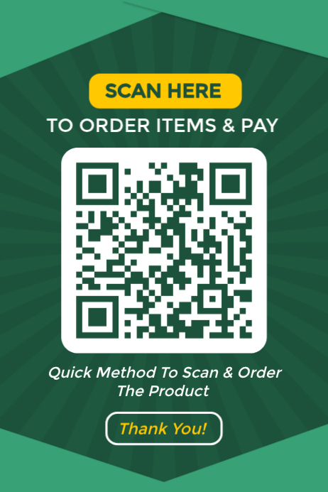 Plantilla de Verde Qr Code Ordering Pósters | PosterMyWall