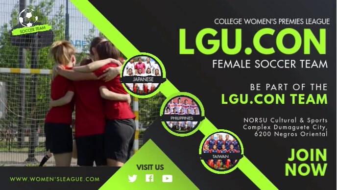 Green Girls' Football Game Try Outs FB Cover template