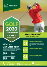 Green  Golf Tournament Flyer Template A3