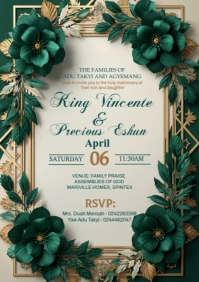 Green Gradient Elegant Wedding Invitation A4 template