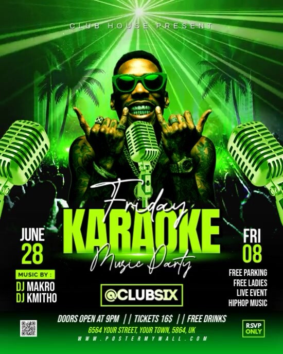 Green Gradient Karaoke Music Party Instagram Portrait template
