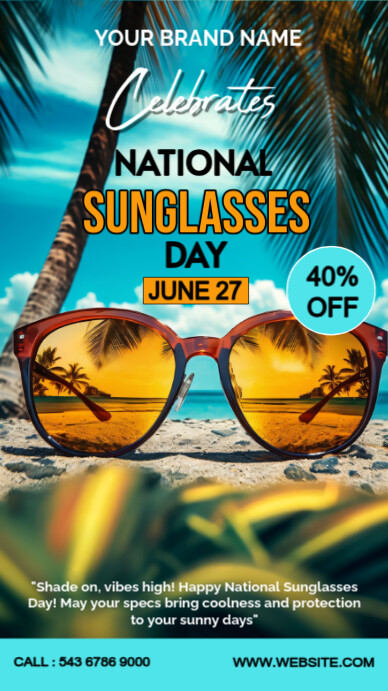Green Gradient National Sunglasses Day  Instagram Story Instagram-Story template