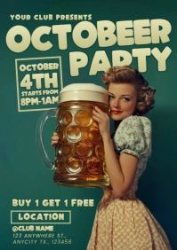 Green Gradient Octobeer Party Event A4 template