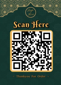 Green Gradient Qr Code Suitable Store Ramadan Theme A6 template