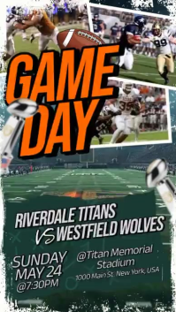 Green Grunge Football Game Day Instagram Reel Video template