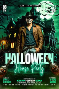 Grün Halloween House Party Poster Template